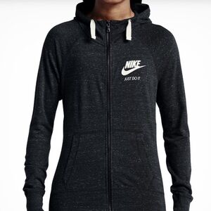 Nike Sportswear Gym Organic Cotton Vintage GRAY Full-Zip Hoodie Woman’s Size XS